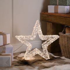 50cm Lit Clear Bead Star with 500 Warm White Micro LED Lights