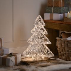 60cm Lit Clear Bead Tree with 500 Warm White Micro LED Lights