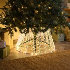 71cm Lit Iridescent Tree Skirt with 600 Warm White Micro LED Lights