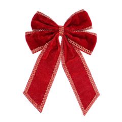 32cm Red Velvet Bow - Jewel Edging