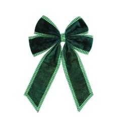 32cm Green Velvet Bow - Jewel Edging