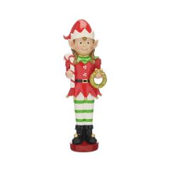 38cm Polyresin Standing Elf with Wreath