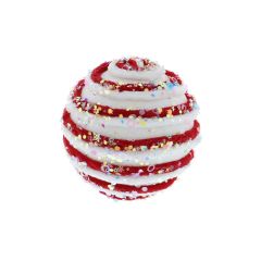 10cm Red/White Striped Encrusted Ball