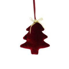 11cm Hanging Burgundy Velvet Tree with Gold Bow