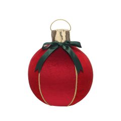 35cm Red Velvet Ball with Green Bow