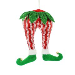 30cm Hanging Red Stripe Sequin Elf Legs