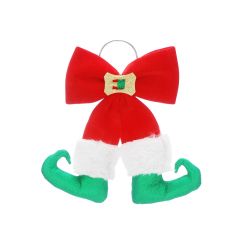 30cm Red / Green Elf Legs Bow