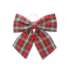 34cm Red/Green/White Tartan Fabric Bow
