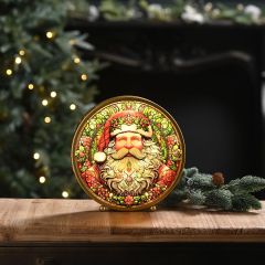 22cm Stained Glass Santa Decoration - Battery Operated