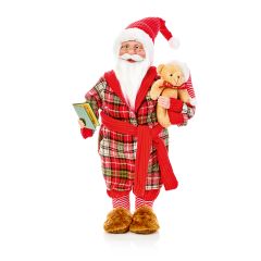 50cm Santa in Pyjamas with Teddy Bear