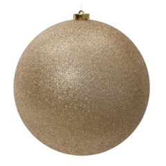 Plain Glitter Bauble 14cm Pearl