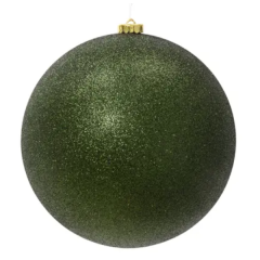 Plain Glitter Bauble 14cm Pine Green