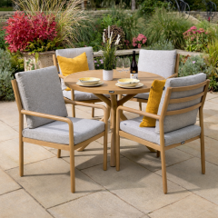 Sahara 4 Seat Round Dining Set - Larch/Moon