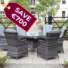 Sorrento 6 Seat Round Dining Set - Dark Grey