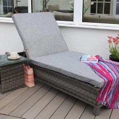 Sorrento Lounger with Side Table - Dark Grey