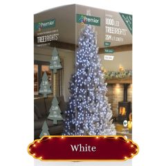 1000 TreeBright Multi-Action LED Christmas Lights - White with Clear Cable